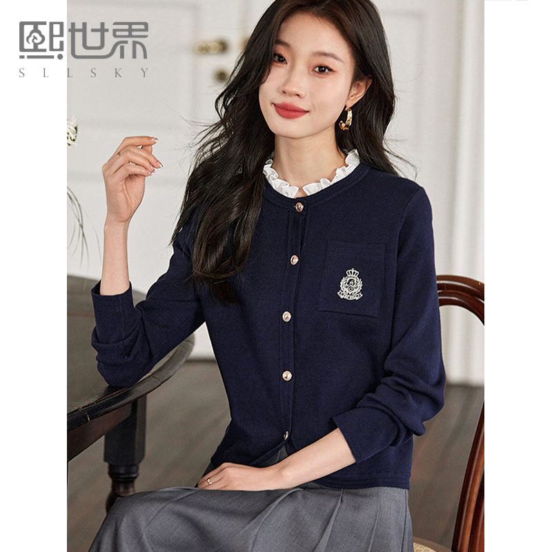 熙世界法式复古学院风针织衫开衫