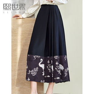 女装 熙世界明制改良马面裙日常通勤新中式 国风半身裙2025秋冬新款