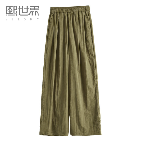 熙世界仿醋酸山本裤子女夏季薄款2025新款高腰宽松垂感休闲阔腿裤