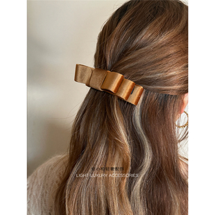 安小柏◆颜色超正韩国进口丝绒面料双层蝴蝶结香蕉夹发夹气质经典