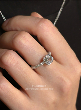 安小柏◆爆闪雷迪恩冰花切割密镶满钻戒指女气质通体S925纯银高级