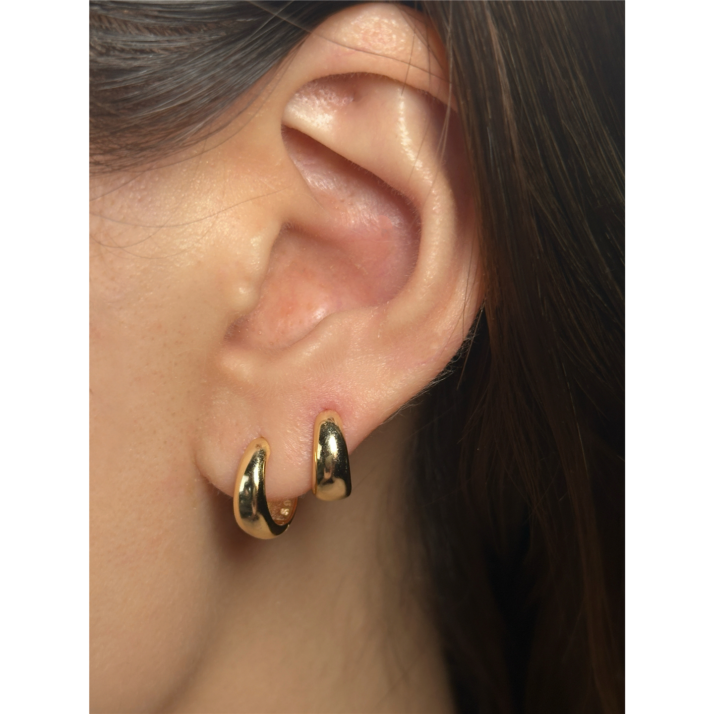 安小柏 通体s925纯银法式简约小金豆水滴耳环耳扣耳圈欧美ins轻奢