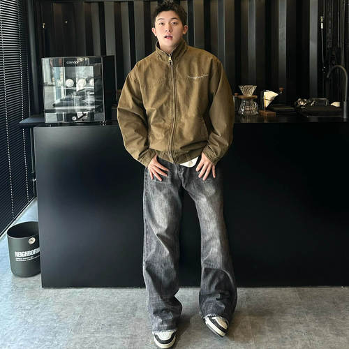 刺绣哈灵顿夹克男女水洗休闲外套