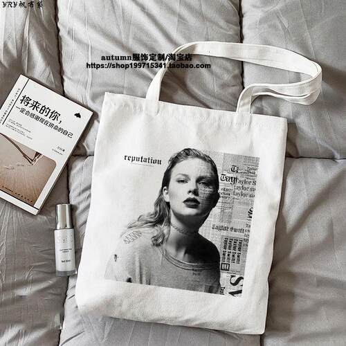 Taylor Swift霉霉Folklore专辑周边帆布袋泰勒斯威夫特手提单肩包