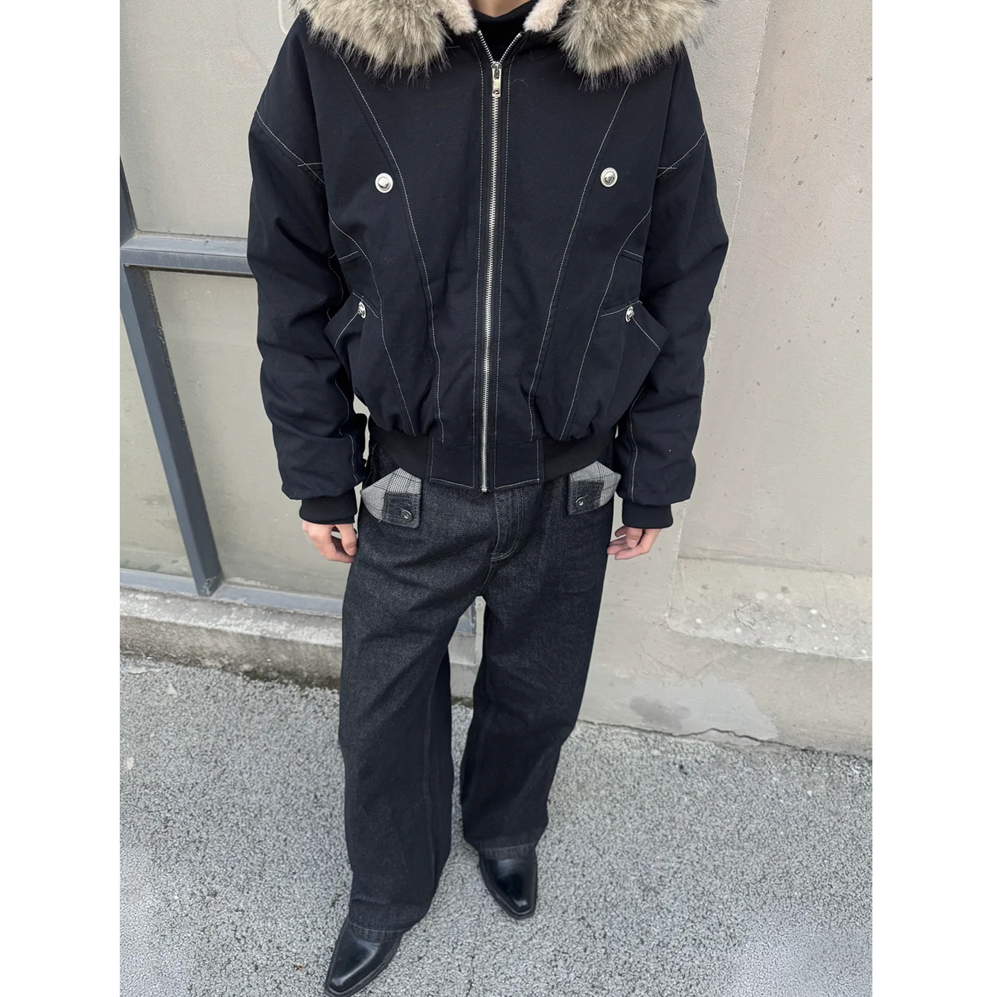 国潮美式座山雕毛领派克服夹克男冬季款保暖cleanfit解构宽松棉衣