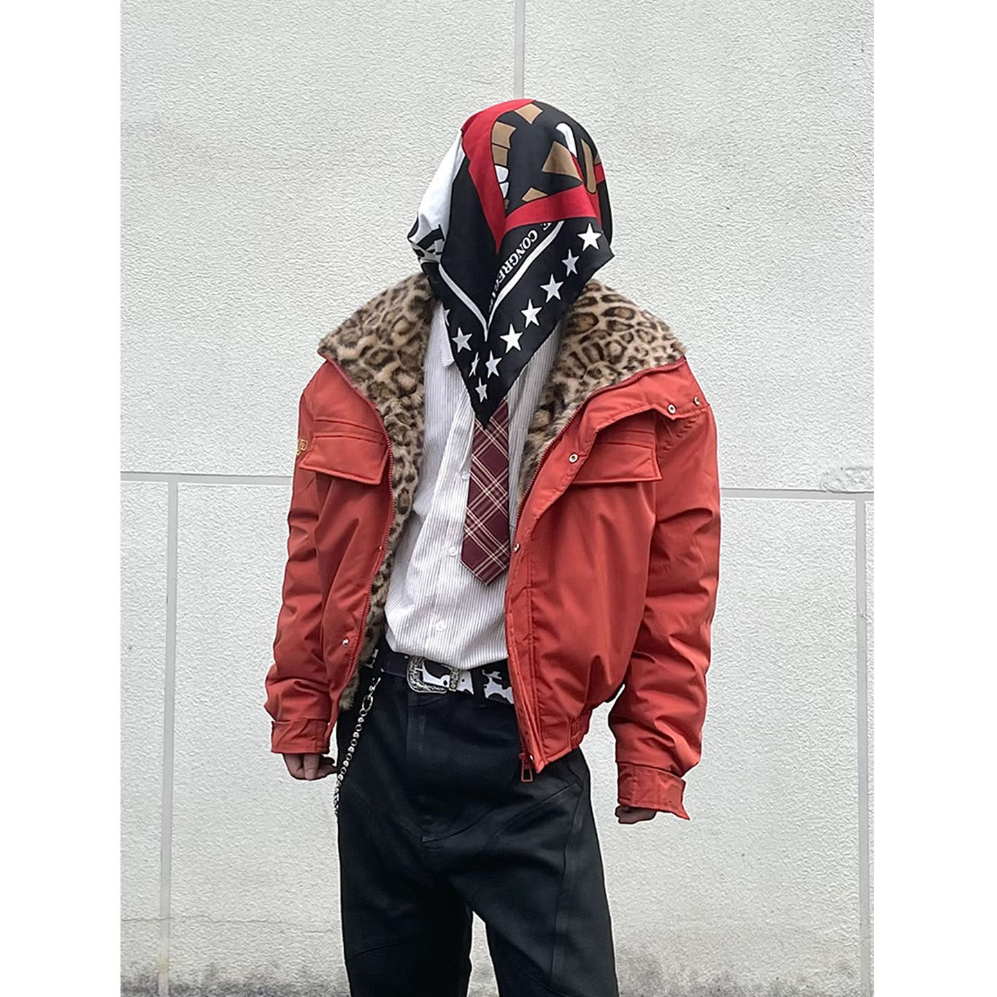 美式廓形座山豹夹棉毛茸短款棉服夹克男女款冬季加绒加厚宽松棉衣