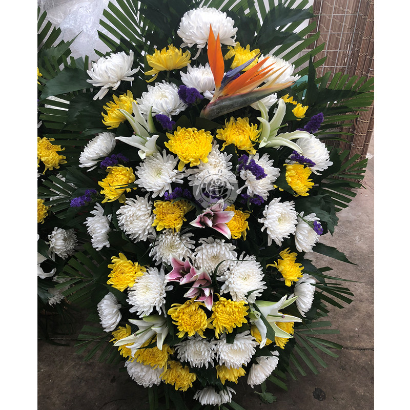 1米菊花花篮祭奠扫墓祭扫清明节去世下葬灵堂追悼会北京鲜花配送
