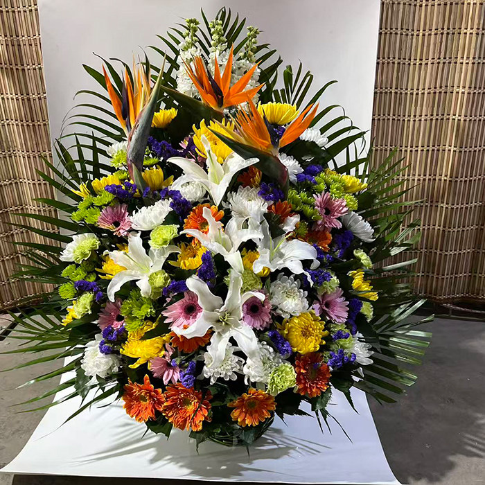 扫墓大花篮90cm高清明节祭奠祭祀灵堂下葬花篮超大黄白菊北京送花