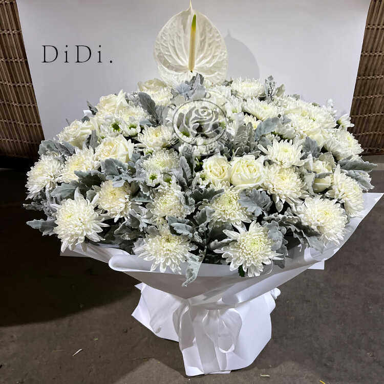 清明节祭奠鲜花超大白菊白玫瑰扫墓祭祀葬礼追悼会北京鲜花速递