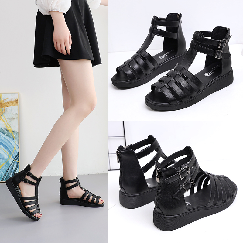 防滑凉鞋软底鱼嘴鞋高帮镂空