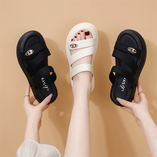 女士休闲凉拖鞋外穿2026夏季新款厚底拖鞋软底网红沙滩凉鞋女厚底