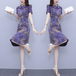 RM1730#夏季新款改良款旗袍中长款时尚修身显瘦复古中国风连衣裙