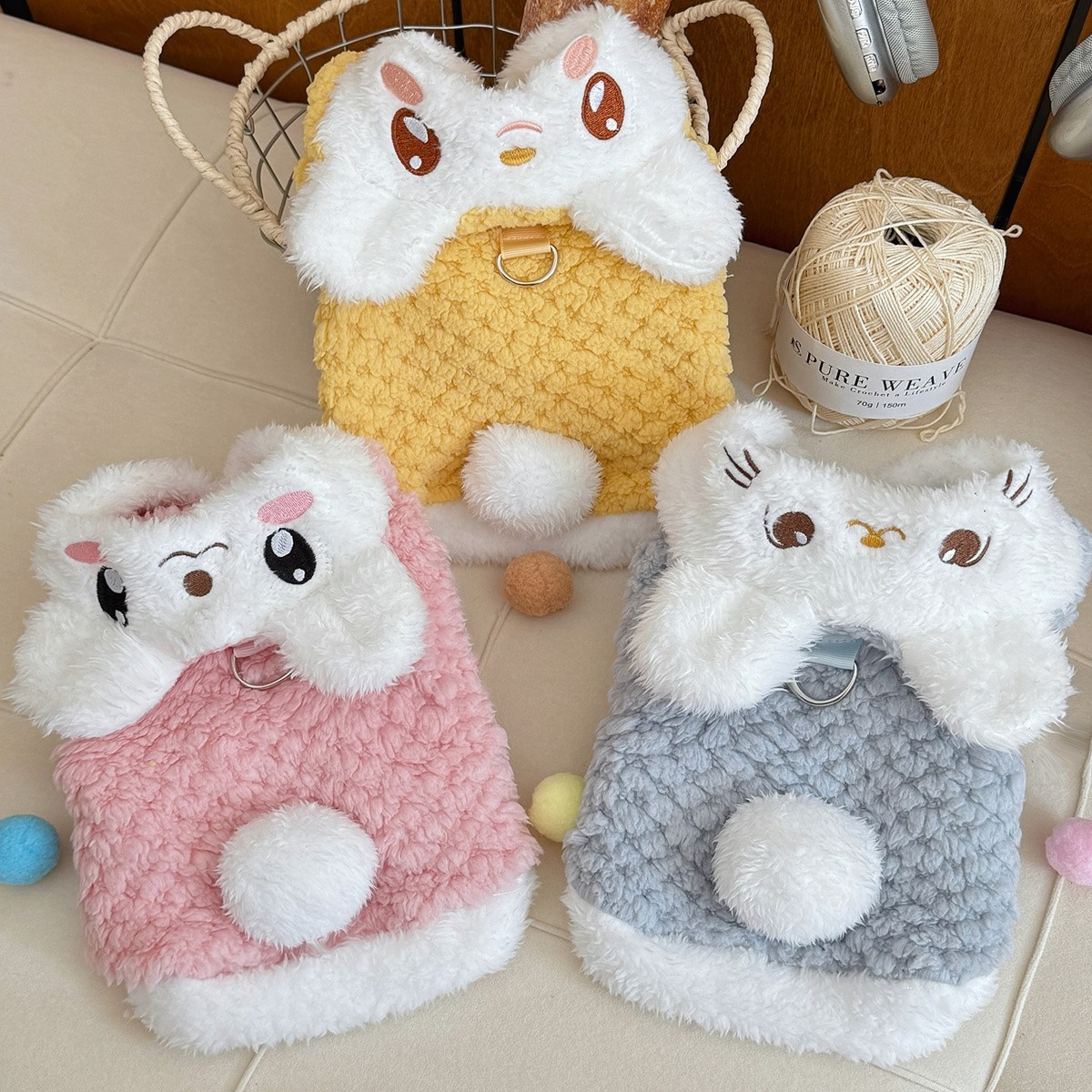 狗狗衣服冬装可爱卡通加绒加厚保暖连帽卫衣泰迪比熊中小型犬服饰