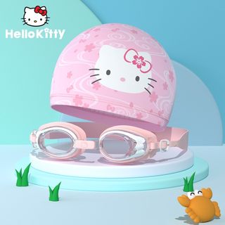 HelloKitty儿童泳镜女童游泳眼镜防水防雾高清女孩泳镜泳帽套装备