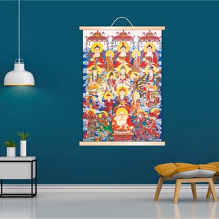 众佛全图佛像菩萨结缘全堂佛实木挂轴画佛祖同堂图供奉客厅挂轴画