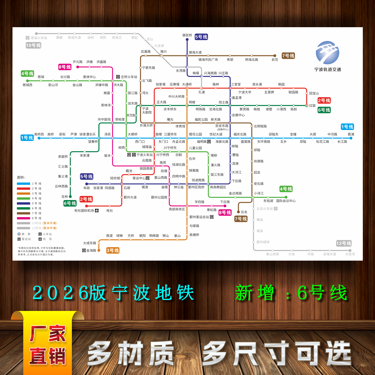 2026新版宁波地铁线路图城市出行交通铁轨旅游网线示意图海报印制