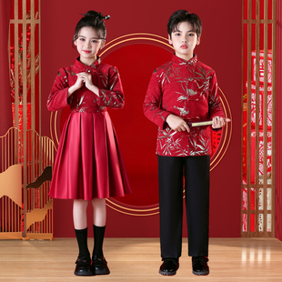 元旦儿童中国风演出服小学生合唱服男女童诗歌朗诵演讲爱国主题服