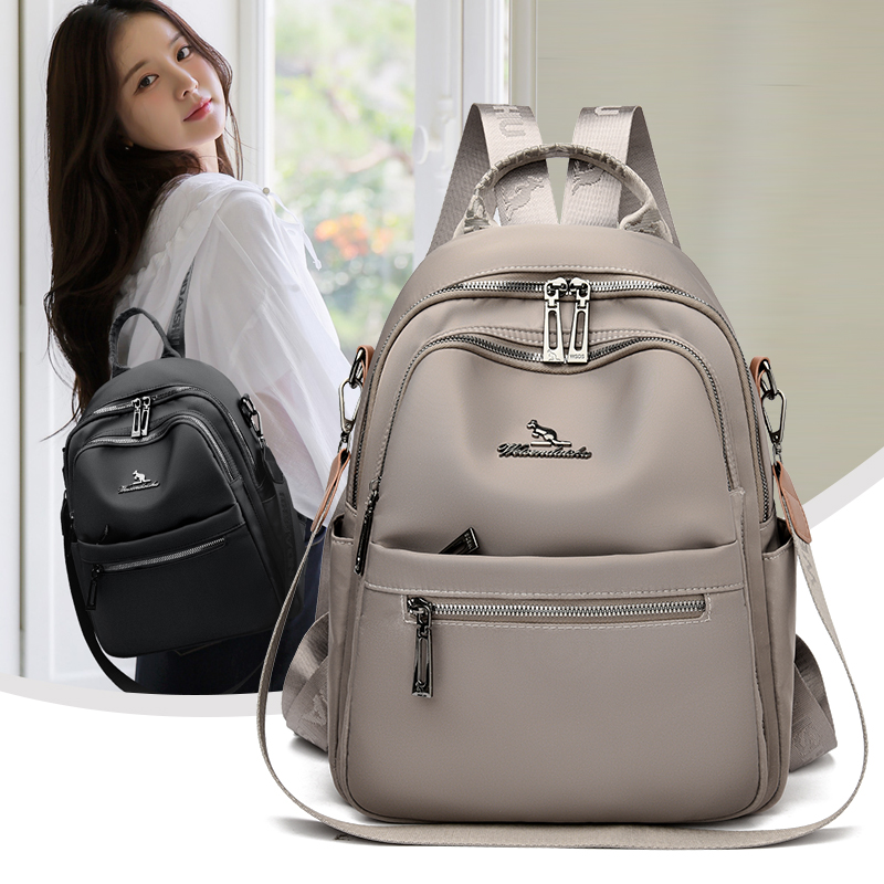 威森袋鼠正品牛津布双肩包女2025新款旅行包多层大容量轻便背包女