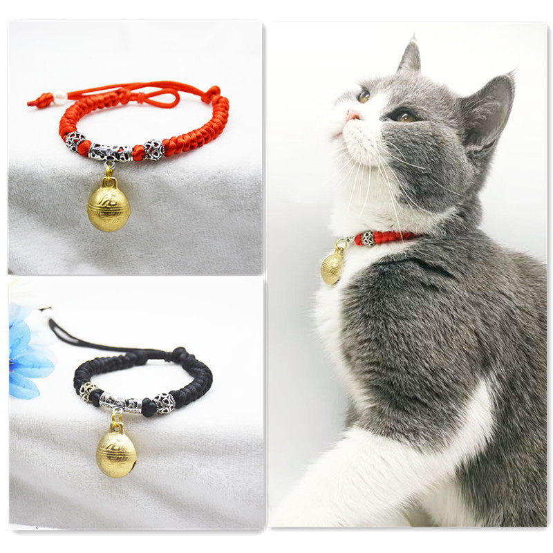 可调节宠物狗猫咪编织绳响铃铜铃铛大型犬泰迪比熊金毛哈士奇项圈