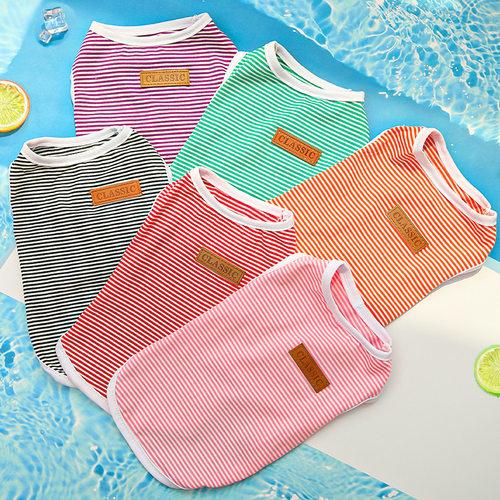宠物衣服棉质条纹背心泰迪比中小型犬用品猫咪衣服薄款防掉毛夏天