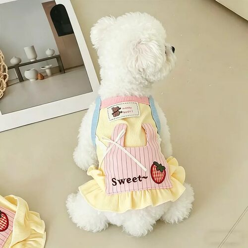 狗狗衣服春夏薄款背心可爱软萌甜心吊带裙宠物猫咪比熊泰迪服饰