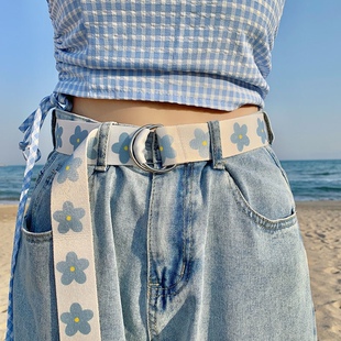 帆布小皮带女士夏季牛仔裤百搭细裤带ins风装饰裤腰带女潮白色
