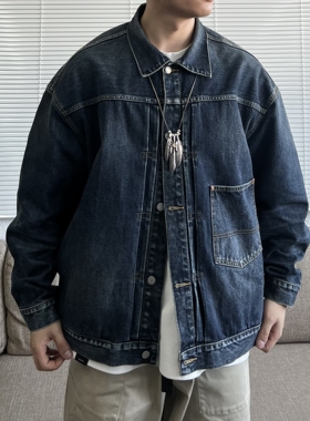 Gnomes lab 22AW 全手擦马骝14oz破坏水洗牛仔夹克复古日系工装