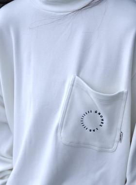 Gnomes lab 24AW 德绒柔软亲肤纯色小高领打底长袖刺绣口袋T