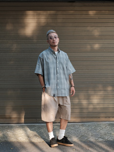 lab 衬衫 21SS boy混纺抗皱短袖 日系复古 格纹宽松廓形City Gnomes