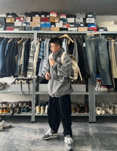 Gnomes lab 22AW 定织重磅灰色TR西装面料隐藏式帽子冲锋衣夹克