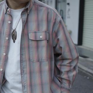 衬衫 Gnomes 定番定织格纹面料粉色格纹阔型长袖 24AW lab