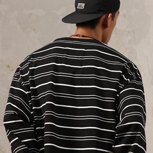 300g纯棉条纹贴布刺绣弧形下摆圆领长袖 Gnomes lab