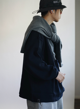 Gnomes lab 22SS 重磅460g华夫格纯色圆领套头长袖 日系复古国潮