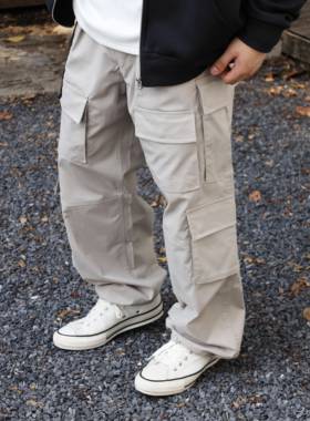 Gnomes lab 25AW 9袋棉锦混纺、缎面皱感尼龙工装磁吸扣长裤