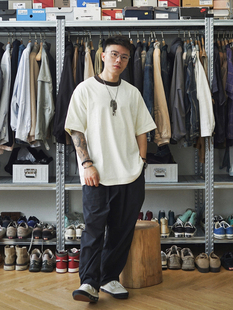 挑脚走线纯色刺绣短袖 Gnomes 260g碳素磨毛撞色领口 23SS lab