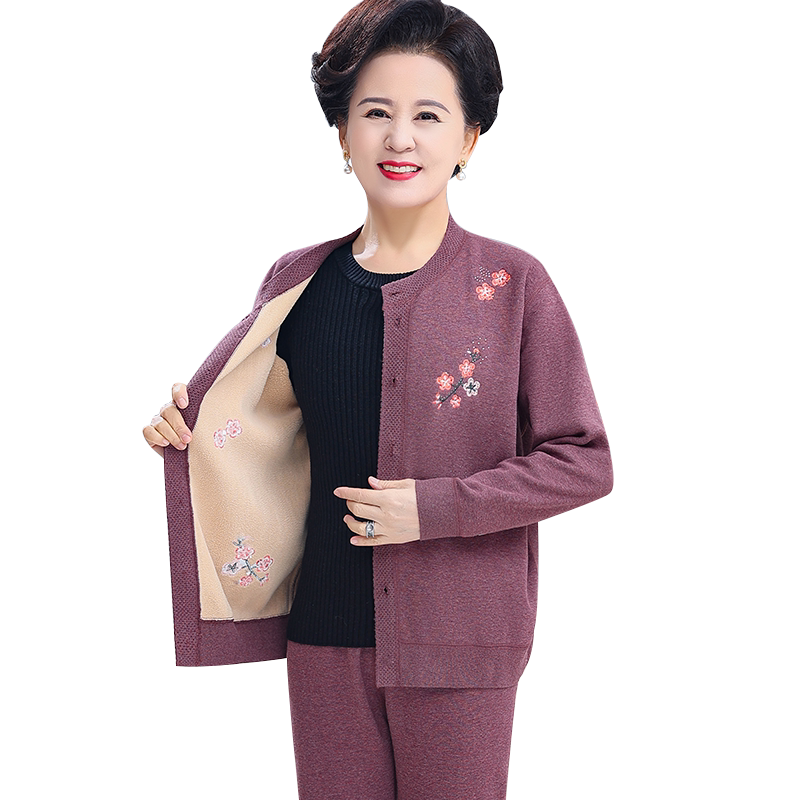 中老年人女圆领保暖内衣棉