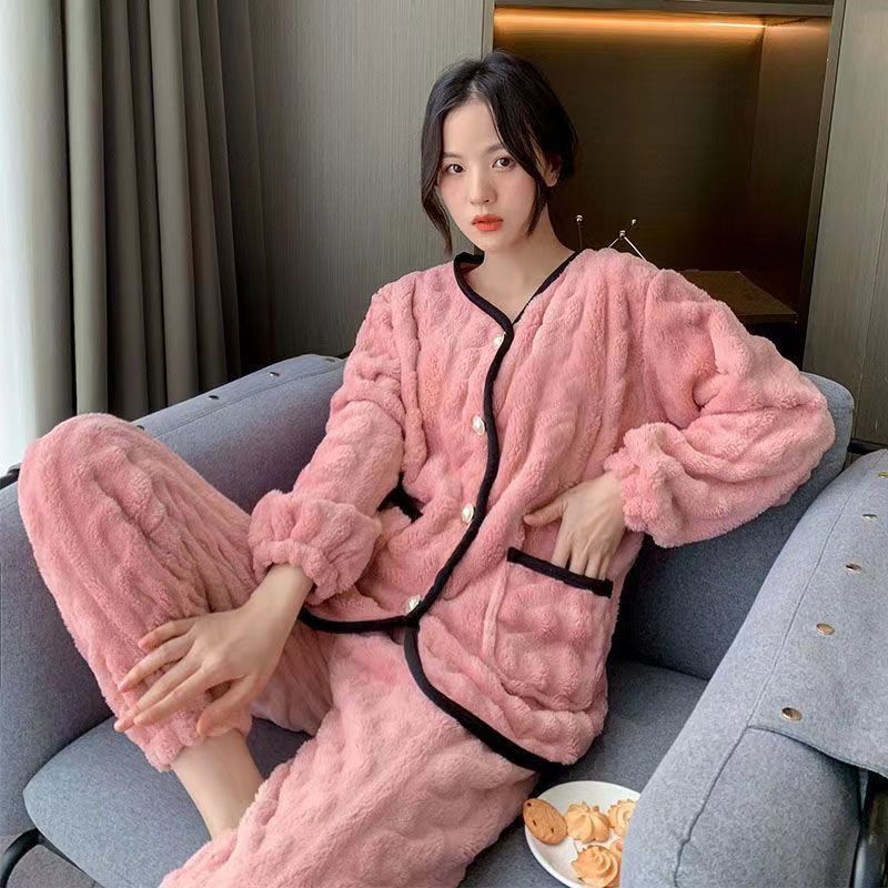 珊瑚绒睡衣女士春秋季新