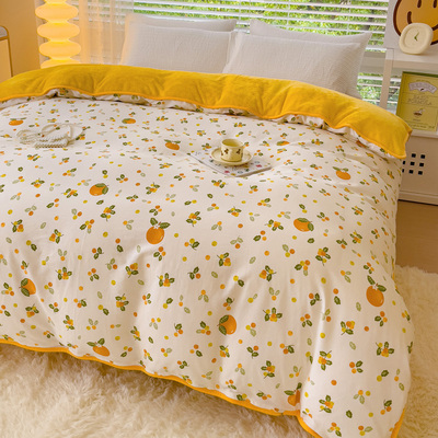 一面全棉牛奶绒被套冬季保暖被单