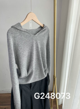 YM7002无缝一体成型经典百搭羊毛衫 连帽毛衣女2024秋冬