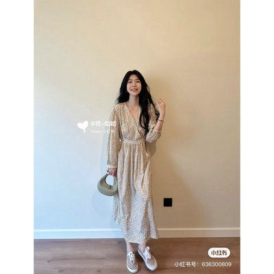 C8004碎花连衣裙茶歇裙