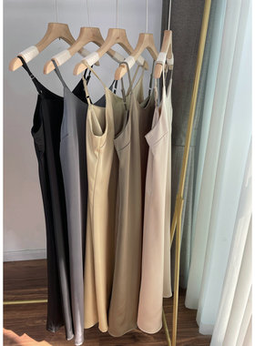 RY009绸缎般质感仿醋酸吊带裙 打底裙 连衣裙女2022春夏新款