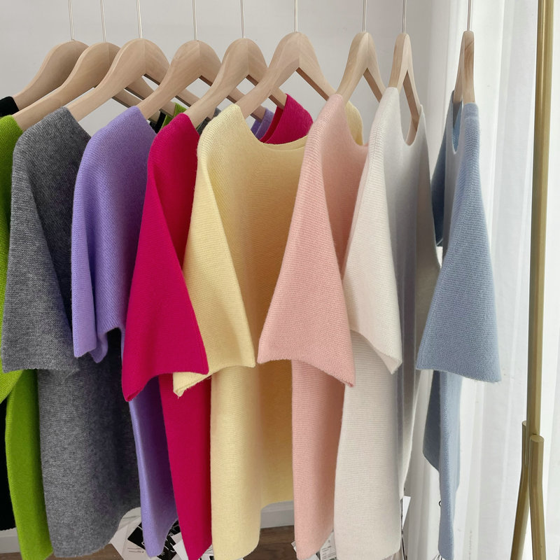 BC1026玛卡龙色短袖羊毛衫