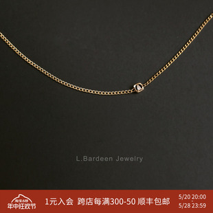 L.Bardeen高级18K黄金天然水滴钻石吊坠项链女粗金彩金锁骨颈链