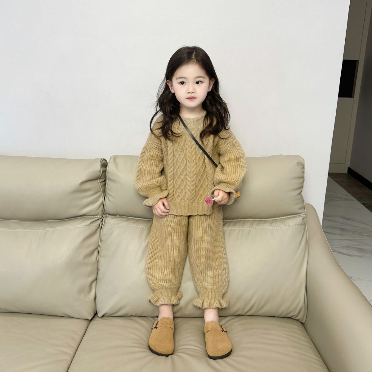 女童针织毛线复古套装