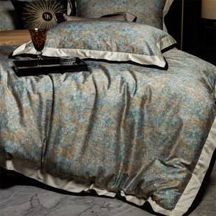 轻奢高端120支双股长绒棉四件套全棉数码 印花被套别墅样板间床品