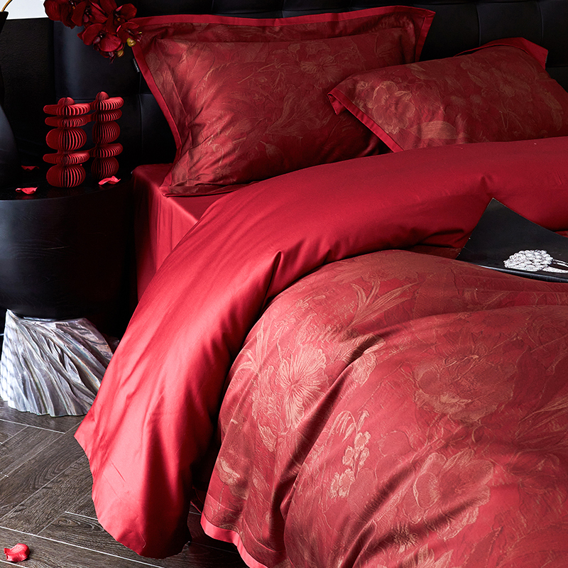 轻奢高端婚庆长绒棉印花四件套