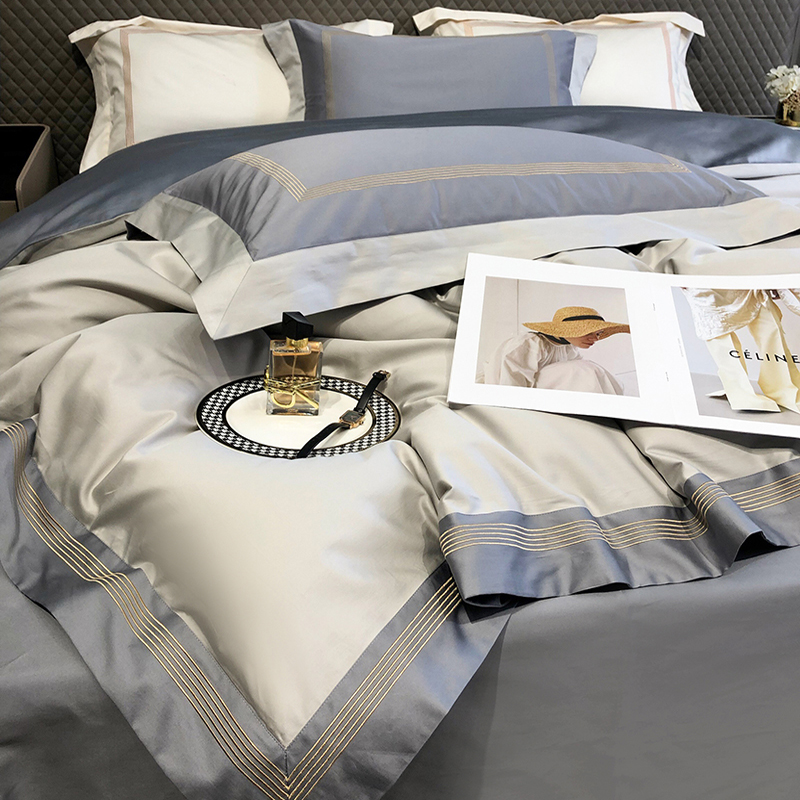 现代风140支匹马棉床单式四件套