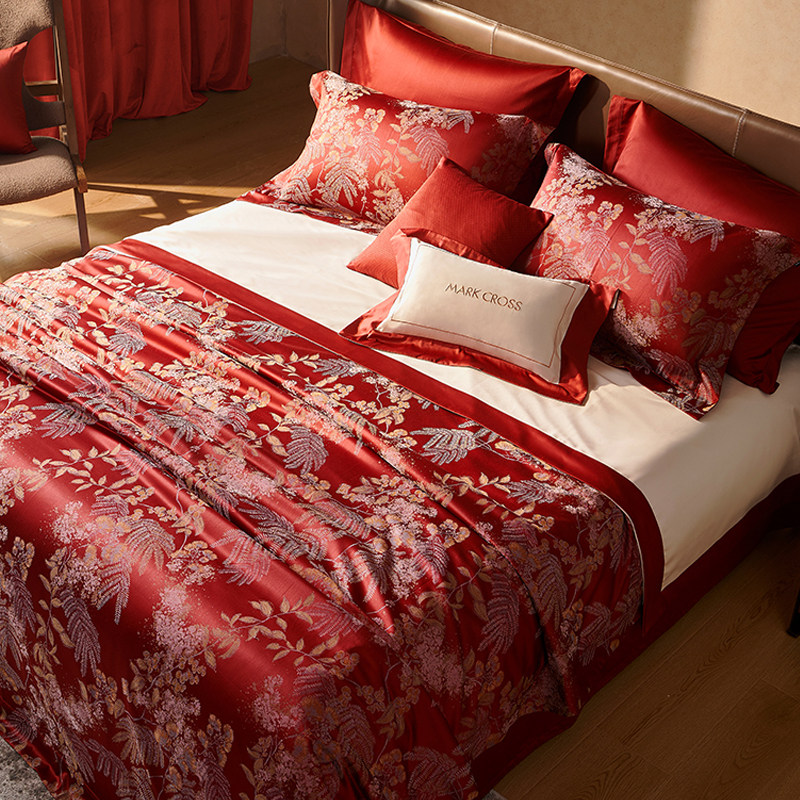 轻奢长绒棉色织提花四件套全棉纯棉被套婚庆奢华别墅样板间床品,床上用品,婚庆床品套件,淘宝优惠券,粉丝福利购,淘宝优惠卷
