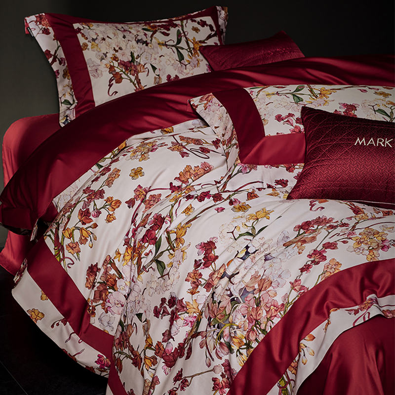 轻奢婚庆长绒棉提花刺绣四件套