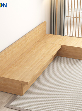 志光日式小户型布艺沙发无扶手小客厅箱式储物地台沙发简约现代